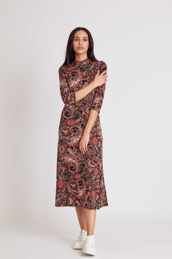 Robe midi en jersey stretch imprimé SAVANNAH