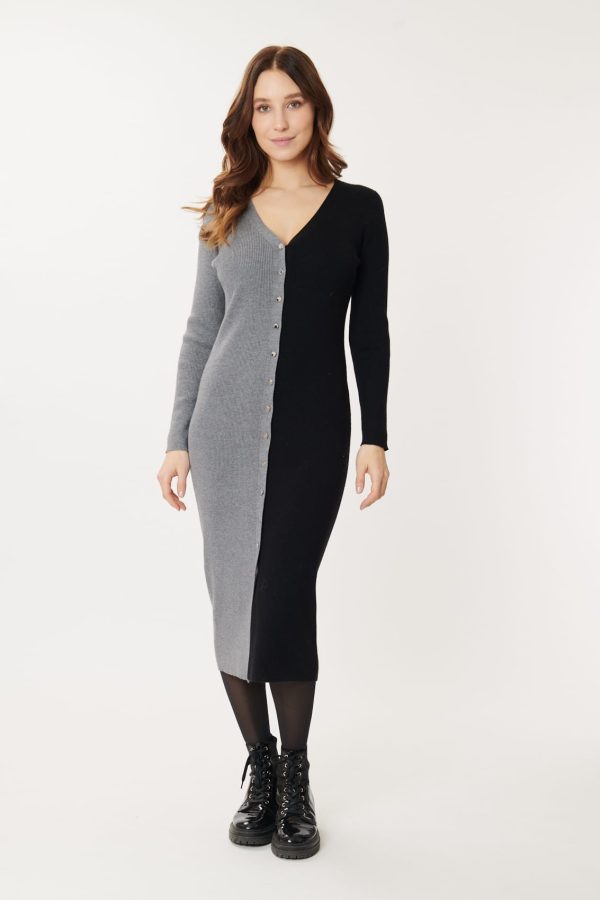 Robe en maille mi-longue bicolore GEMINA