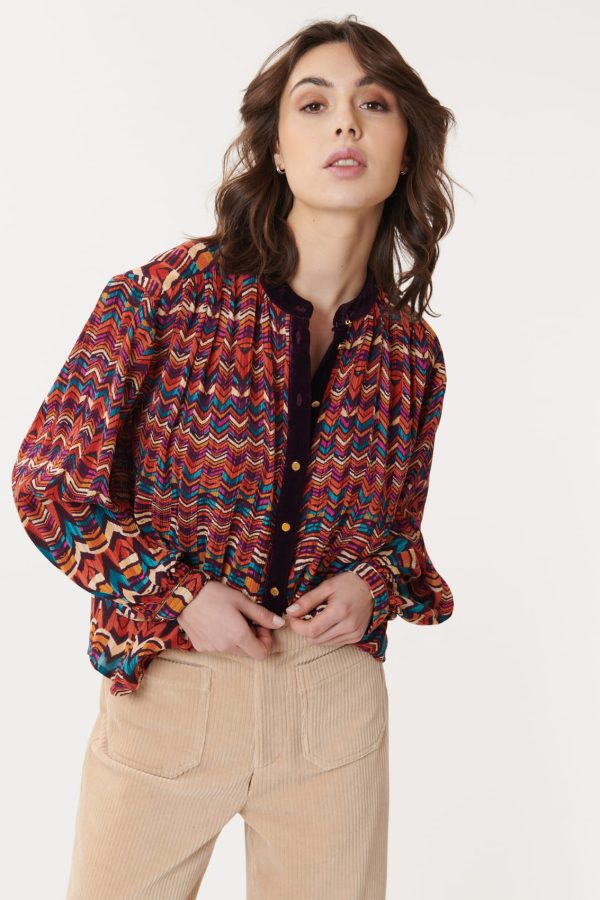 Chemise imprimée en velours multicolore BARTH - Image 6