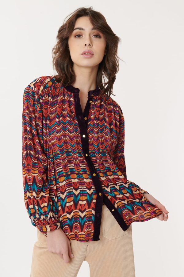 Chemise imprimée en velours multicolore BARTH - Image 7