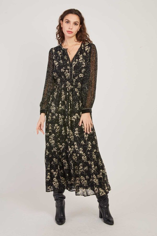 Robe longue imprimée floral manches longues BEDFORD