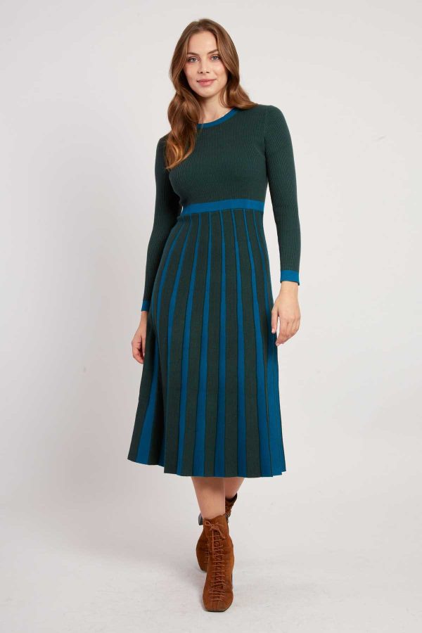 Robe mi-longue en maille bicolore JEANNETTE