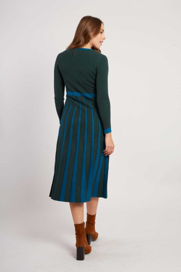 Robe mi-longue en maille bicolore JEANNETTE - Image 3
