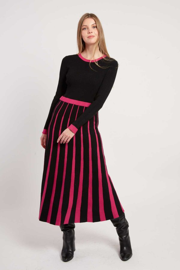 Robe mi-longue en maille bicolore JEANNETTE - Image 6