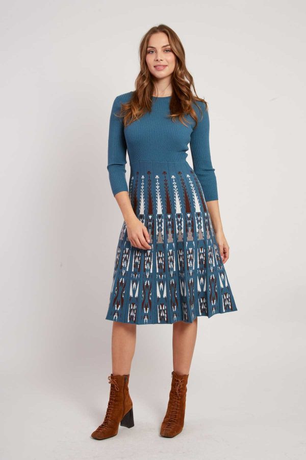 Robe mi-longue manches longues en maille JOAKIM - Image 2