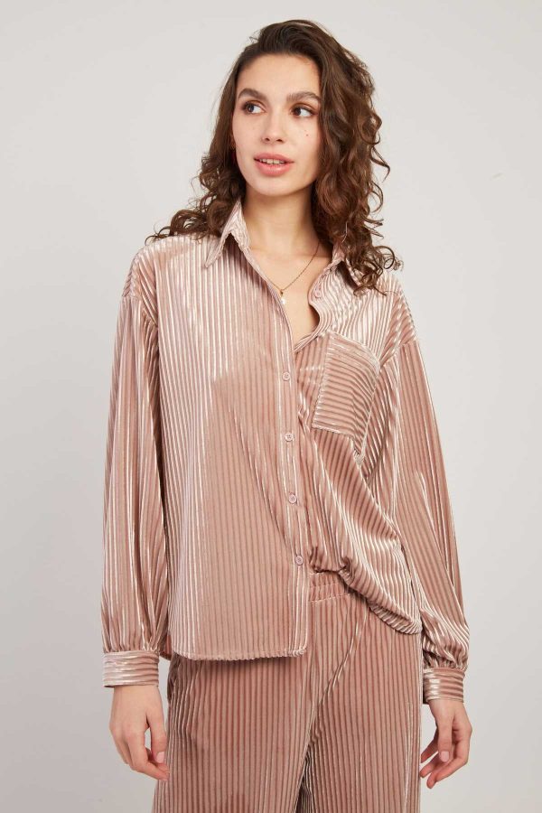 Chemise manches longues en velours HANIA