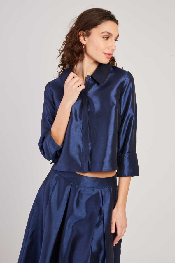 Chemise satinée manches 3/4 HANOVRE