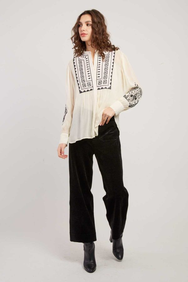 Blouse brodée manches longues HARPER