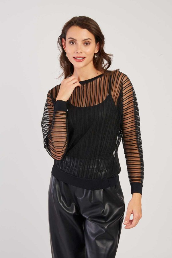 Pull Rayé Transparent Manches Longues CARINE - Image 2