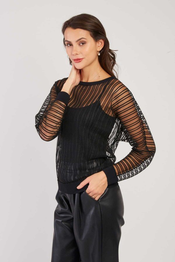 Pull Rayé Transparent Manches Longues CARINE - Image 3