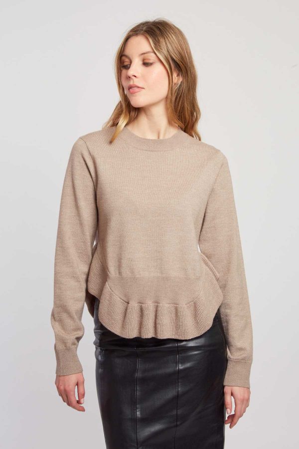 Pull uni en maille asymétrique CARLINE