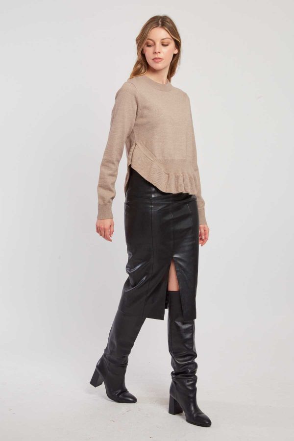 Pull uni en maille asymétrique CARLINE - Image 2