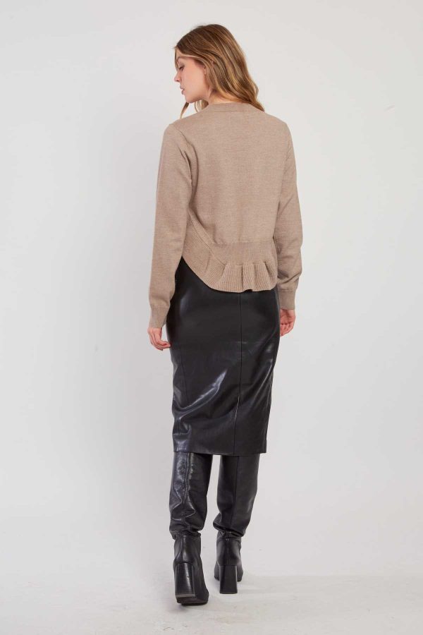 Pull uni en maille asymétrique CARLINE - Image 3