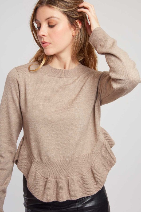 Pull uni en maille asymétrique CARLINE - Image 4