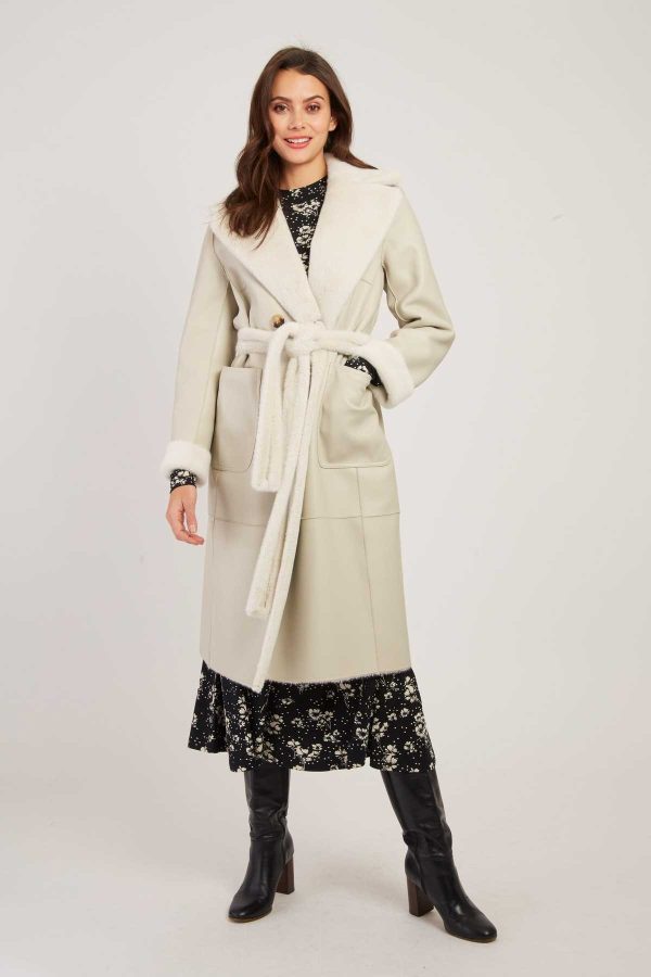 Manteau long réversible fausse fourrure LENNA