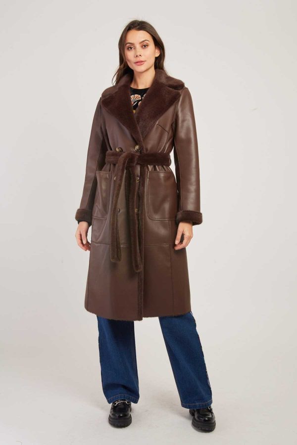 Manteau long réversible fausse fourrure LENNA - Image 7