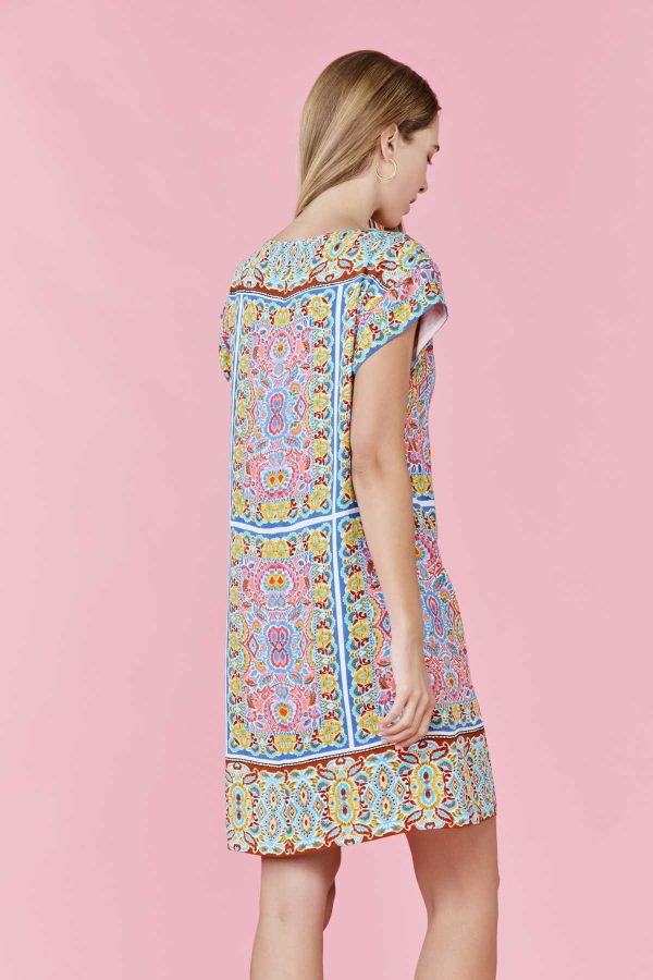 Robe courte droite imprimée en viscose STRESS - Image 2