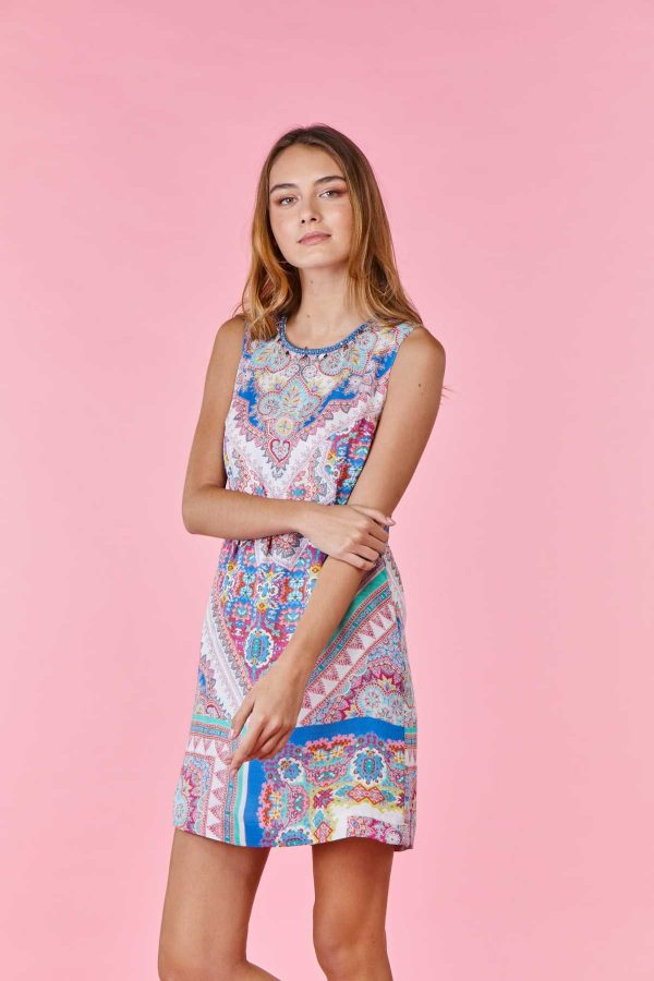 Robe courte 3 trous imprimée esprit moucharabieh SURF