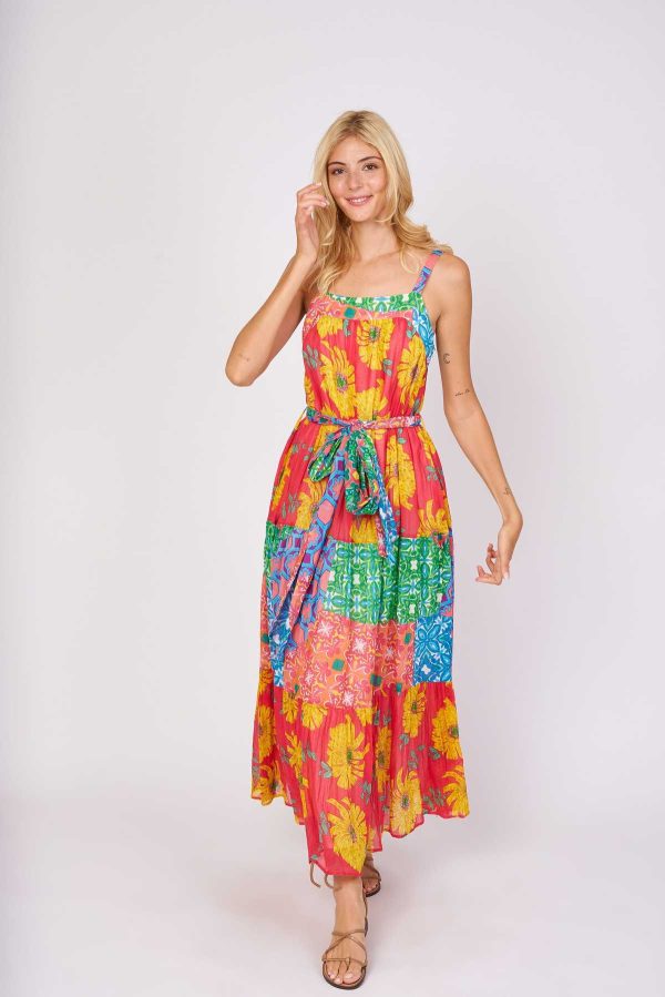 Robe longue imprimée à bretelles CHOREGRAPHIE