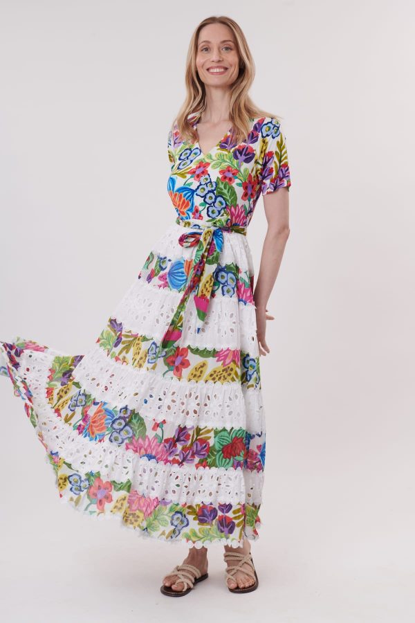 Robe longue imprimée et broderies anglaises TATOO - Image 2