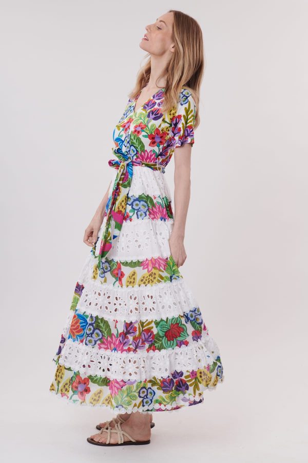 Robe longue imprimée et broderies anglaises TATOO - Image 3