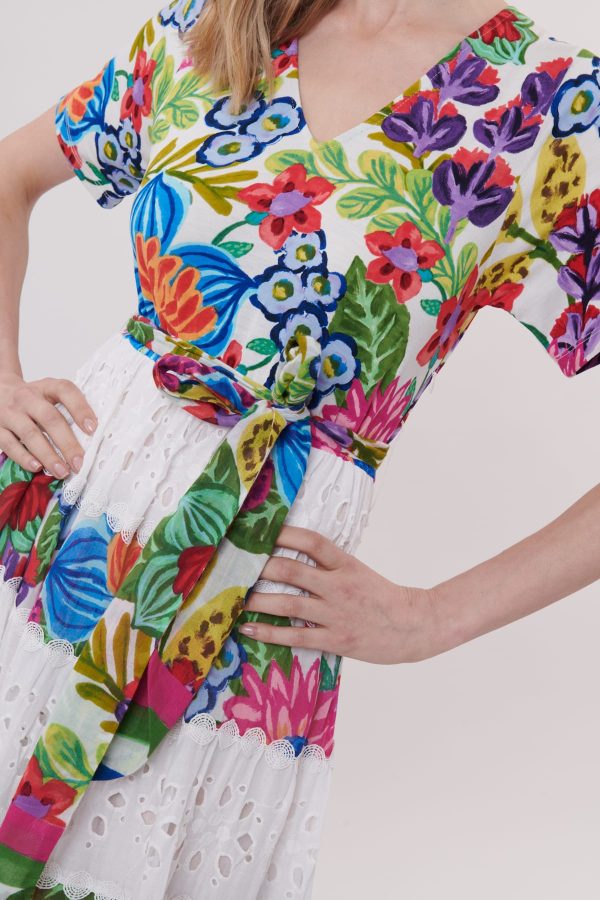 Robe longue imprimée et broderies anglaises TATOO - Image 5
