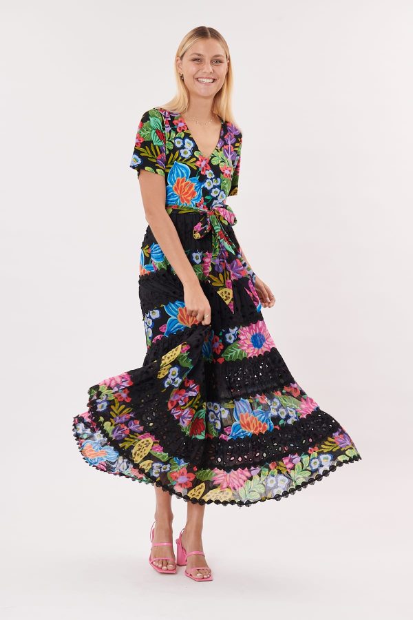 Robe longue imprimée et broderies anglaises TATOO - Image 7