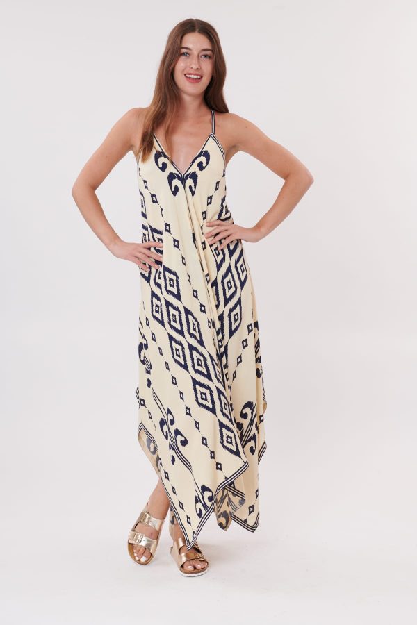 Robe longue imprimée à bretelles croisées au dos TELMA