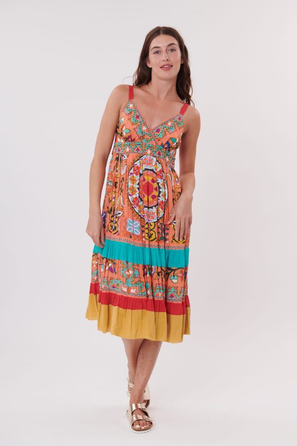 Robe imprimée à bretelles col V THEDA