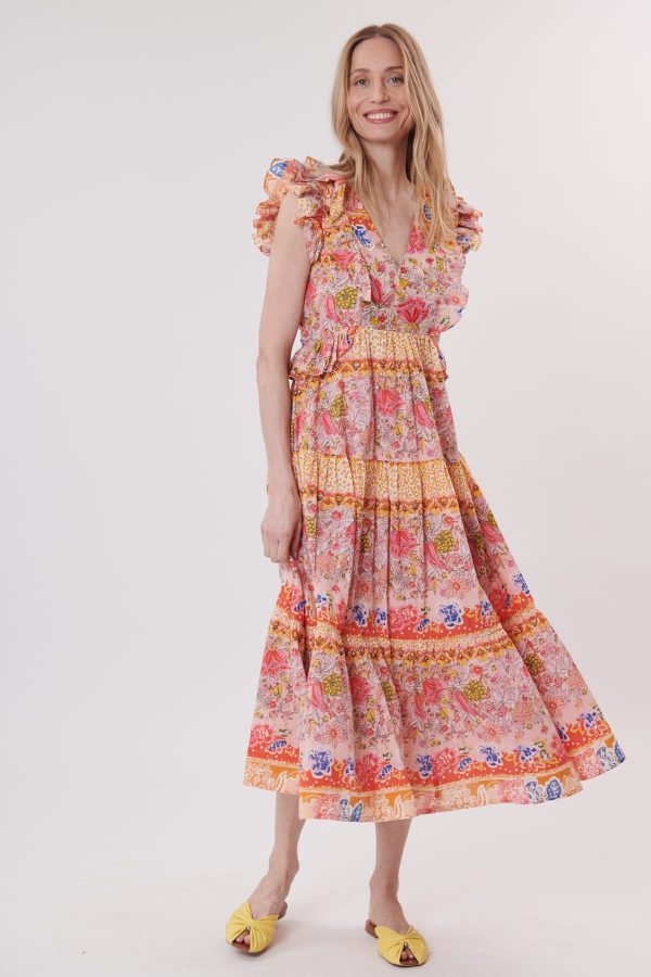 Robe longue imprimée à volants sans manches TOMASA - Image 2