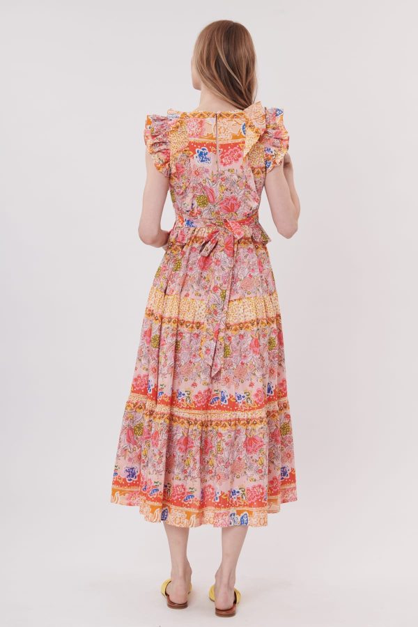 Robe longue imprimée à volants sans manches TOMASA - Image 4