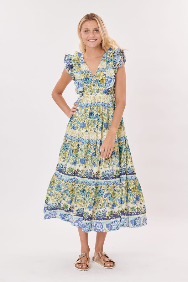 Robe longue imprimée à volants sans manches TOMASA - Image 6