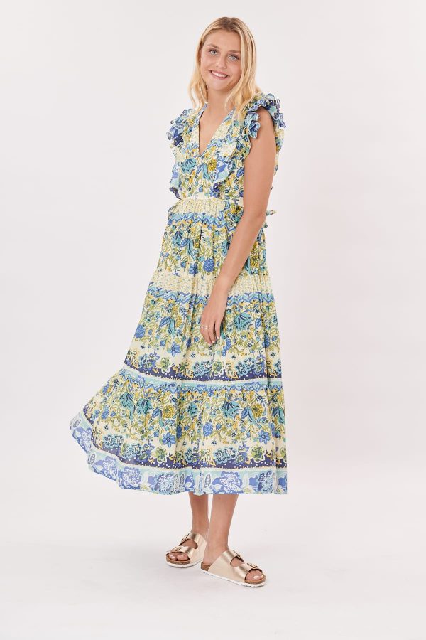 Robe longue imprimée à volants sans manches TOMASA - Image 7