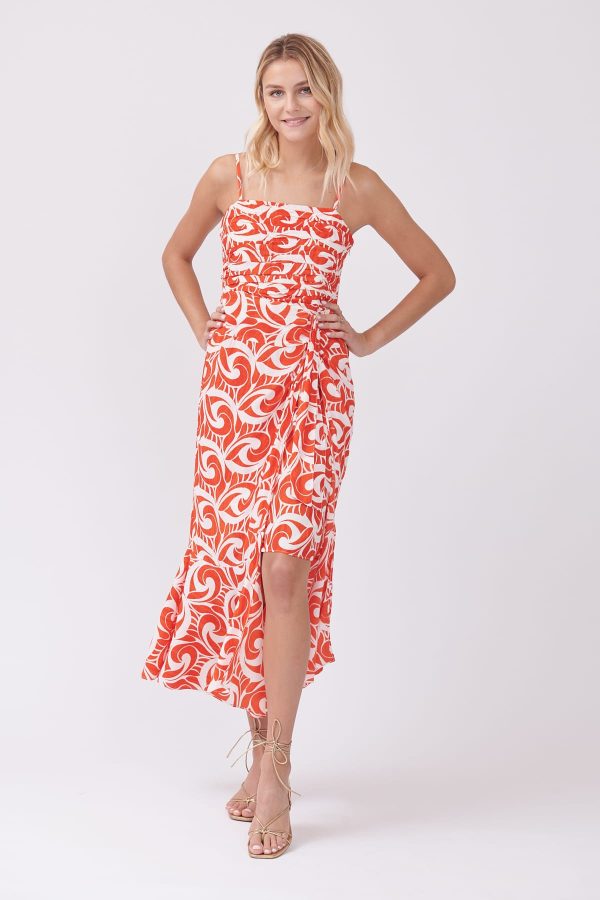 Robe longue imprimée et drappée à bretelles TOURCOING - Image 2