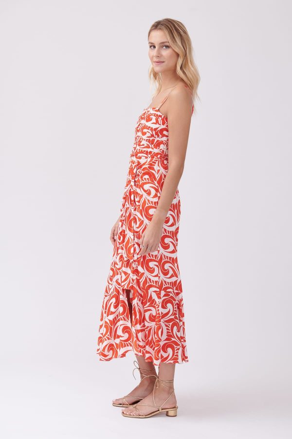 Robe longue imprimée et drappée à bretelles TOURCOING - Image 3