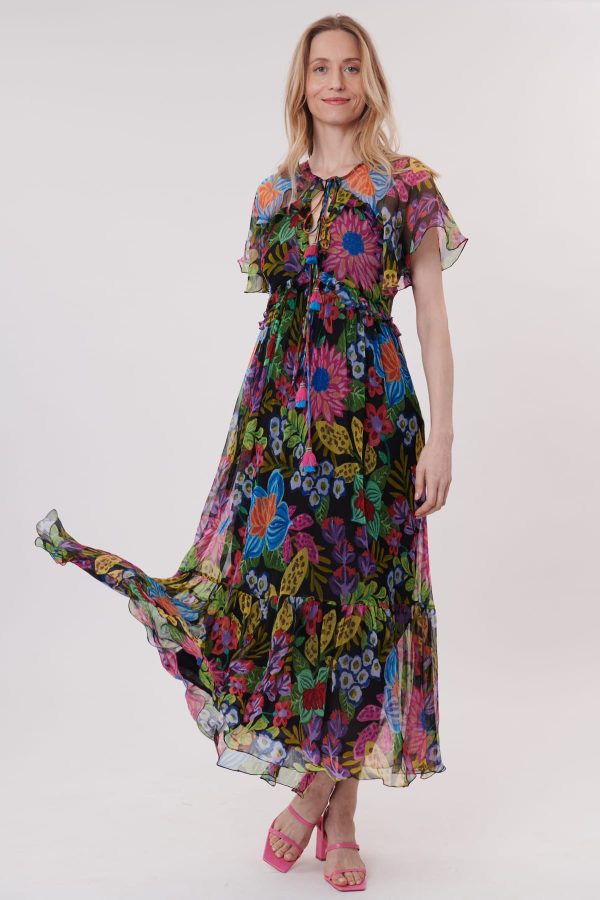 Robe longue imprimée manches courtes et volants TRISH - Image 3