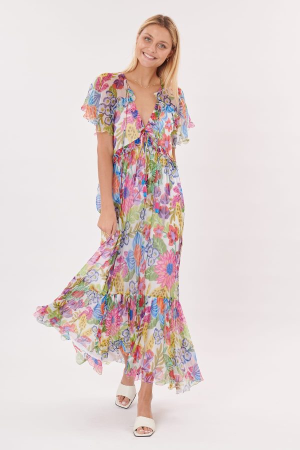 Robe longue imprimée manches courtes et volants TRISH - Image 6