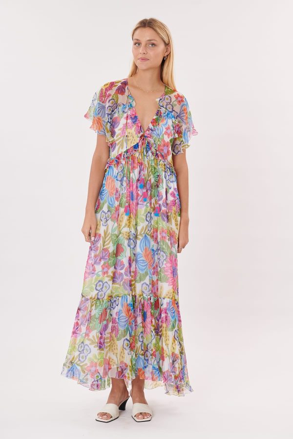 Robe longue imprimée manches courtes et volants TRISH - Image 7