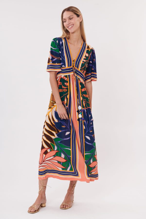 Robe longue imprimée à manches courtes TROUBADOUR - Image 2
