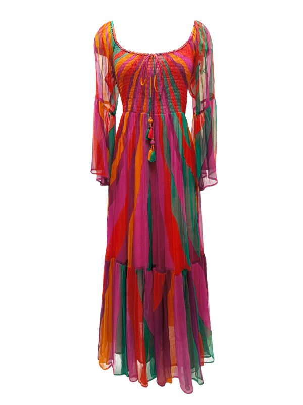Robe longue imprimée manches 3/4 évasée TAROUDANT