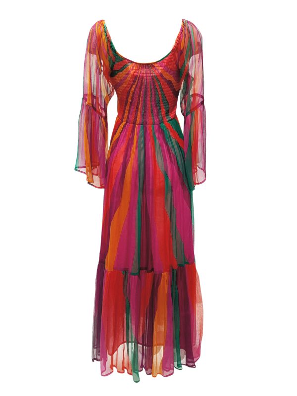 Robe longue imprimée manches 3/4 évasée TAROUDANT - Image 2