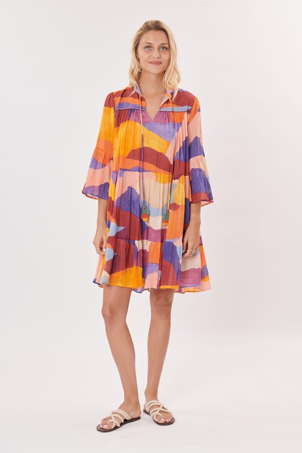 Robe courte imprimée à volants et manches 3/4 TOURMENT - Image 3