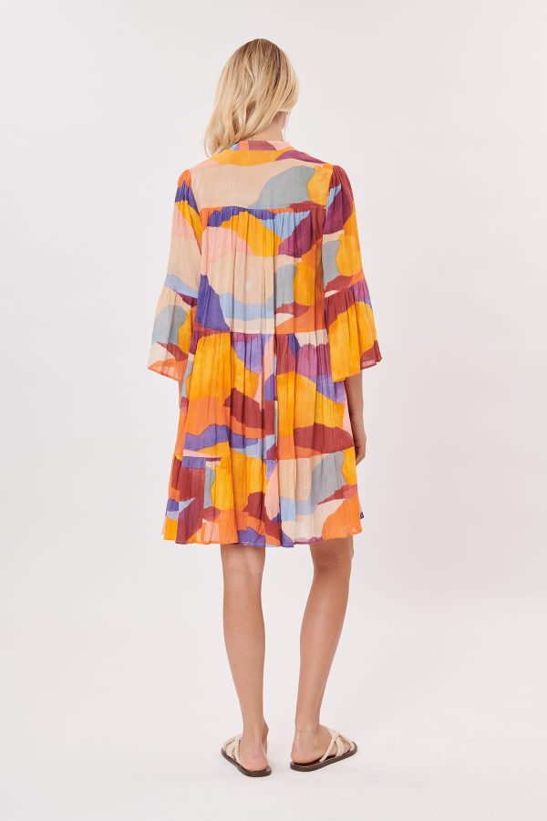 Robe courte imprimée à volants et manches 3/4 TOURMENT - Image 5