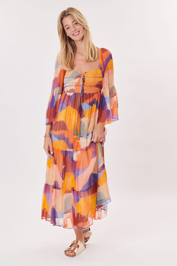 Robe longue imprimée manches amples TOULOULOU