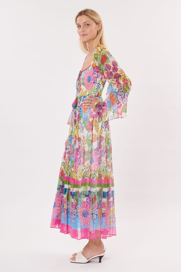 Robe longue imprimée avec des volants TANIALYS - Image 4