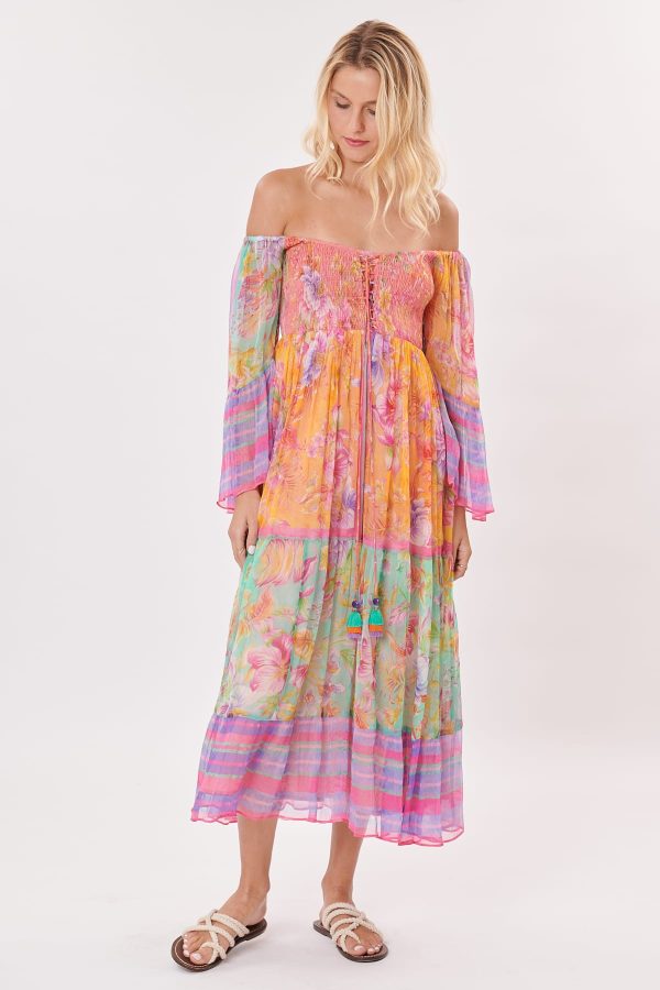 Robe longue imprimée avec manches amples TANGENTE - Image 2
