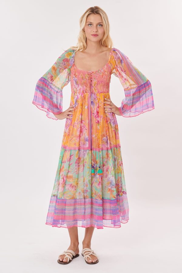 Robe longue imprimée avec manches amples TANGENTE - Image 3