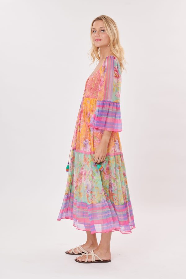 Robe longue imprimée avec manches amples TANGENTE - Image 4