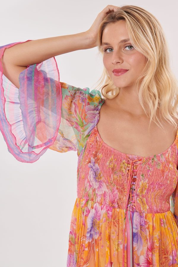 Robe longue imprimée avec manches amples TANGENTE - Image 6