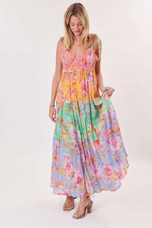 Robe longue imprimée à bretelles TANTALE